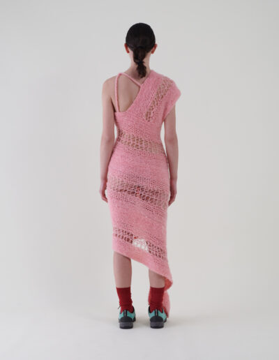 Sustainable fashion with upcycled mohair crochet dress from Aldwin Teva William