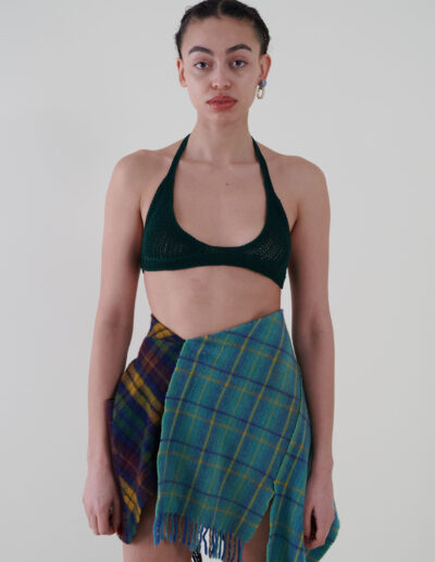 Sustainable fashion with upcycled woolen crochet bikini top from Aldwin Teva William