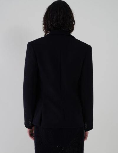 Sustainable fashion with upcycled woolen crepe tailored jacket from Aldwin Teva William