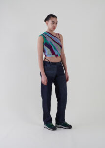 Sustainable fashion with upcycled raw and coated denim from Aldwin Teva William