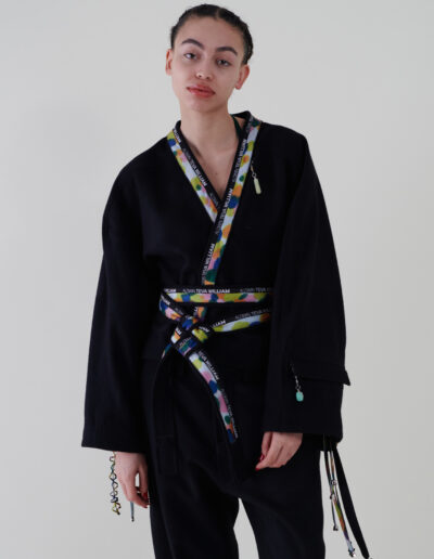 Sustainable fashion with upcycled brushed wool kimono from Aldwin Teva William