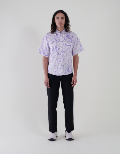 Sustainable fashion with upcycled printed cotton shirt from Aldwin Teva William