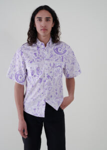 Sustainable fashion with upcycled printed cotton shirt from Aldwin Teva William