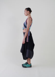 Sustainable fashion with upcycled suiting wool skirt from Aldwin Teva William