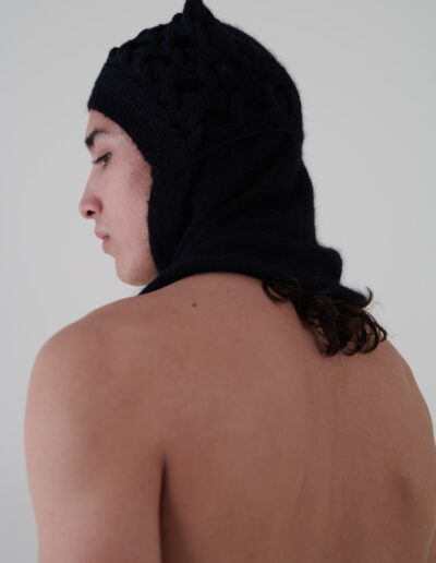 Sustainable fashion with upcycled cashmere knitted balaclava from Aldwin Teva William