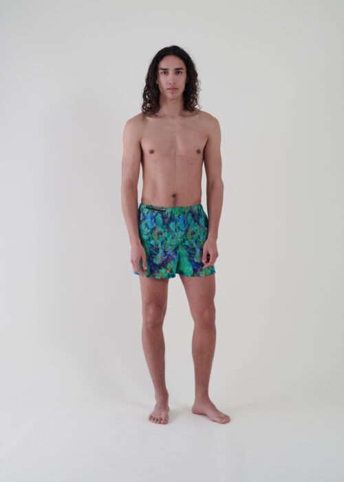 Sustainable fashion with snakeskin print sustainable tencel boxer shorts from Aldwin Teva William